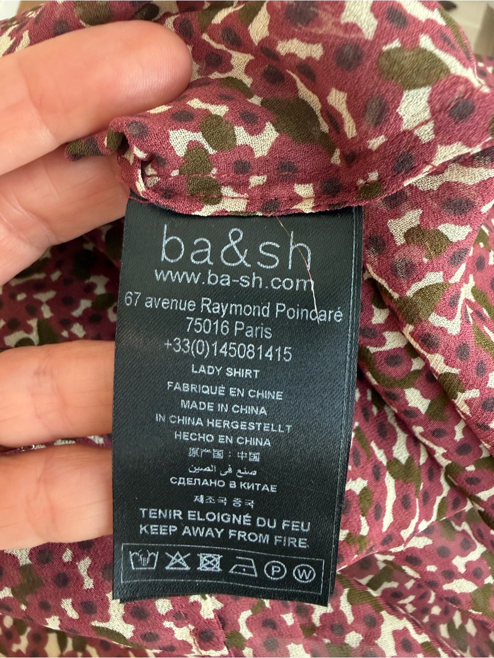 ba&sh Maroon Multi-Print Button-Down Blouse - Picture 5 of 8